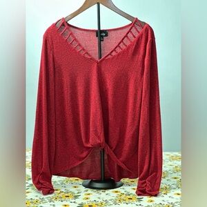 by & by Red (black speckled) Soft Gathered Front & Wrists Top